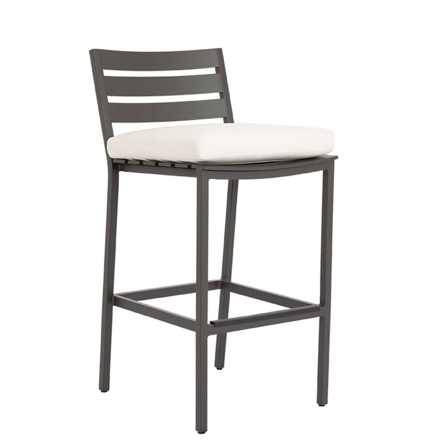 Sunset West Mesa 4 Piece Aluminum Patio Barstool Set W/ Sunbrella Cast Pumice Cushions