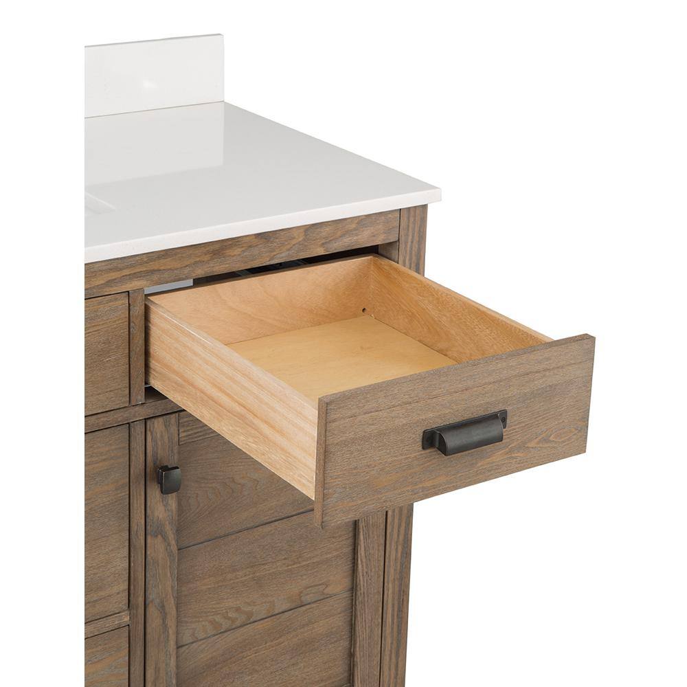 Home Decorators Collection Stanhope 49 in. Reclaimed Oak Single Vanity with Crystal White Engineered Stone Vanity Top and Undermount Sink SNOVT4922D