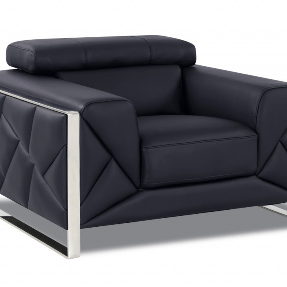 Mod Black Leather and Chrome Deco Accent Chair   Contemporary   Armchairs And Accent Chairs   by HomeRoots  Houzz