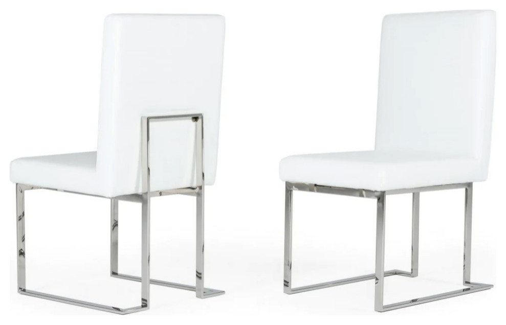 Westland Modern White Leatherette Dining Chair Set of 2   Contemporary   Dining Chairs   by Virgil Stanis Design  Houzz