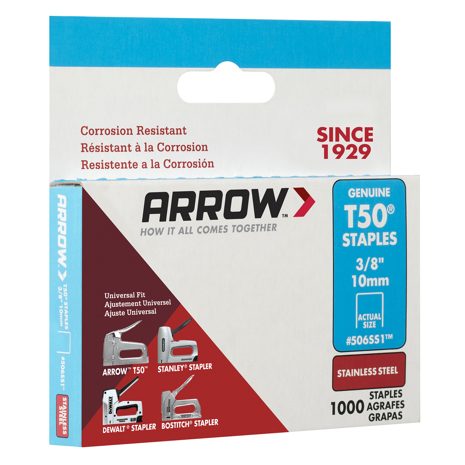 Arrow T50 3/8 in. W X 3/8 in. L 18 Ga. Flat Crown Heavy Duty Staples 1000 pk