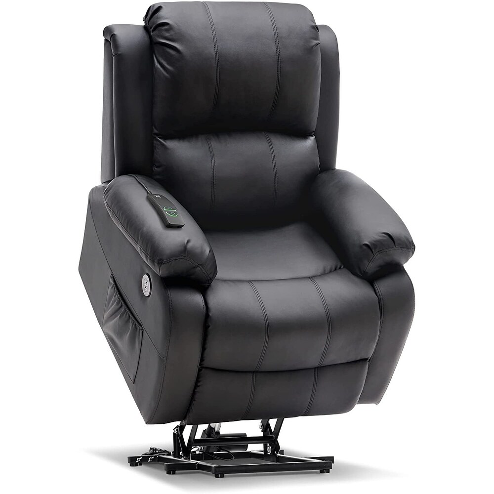 MCombo Small Sized Power Lift Recliner Chair with Massage and Heat  USB Ports  Faux Leather 7409