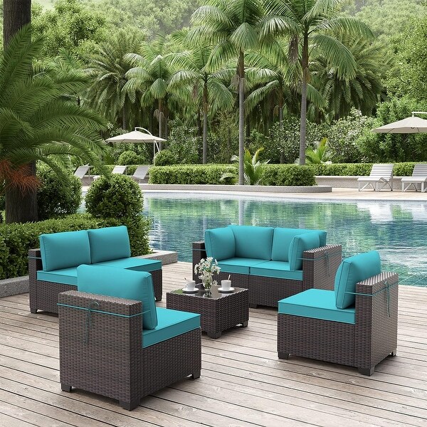 Kullavik 7Piece Rattan Patio Furniture Set Sofa