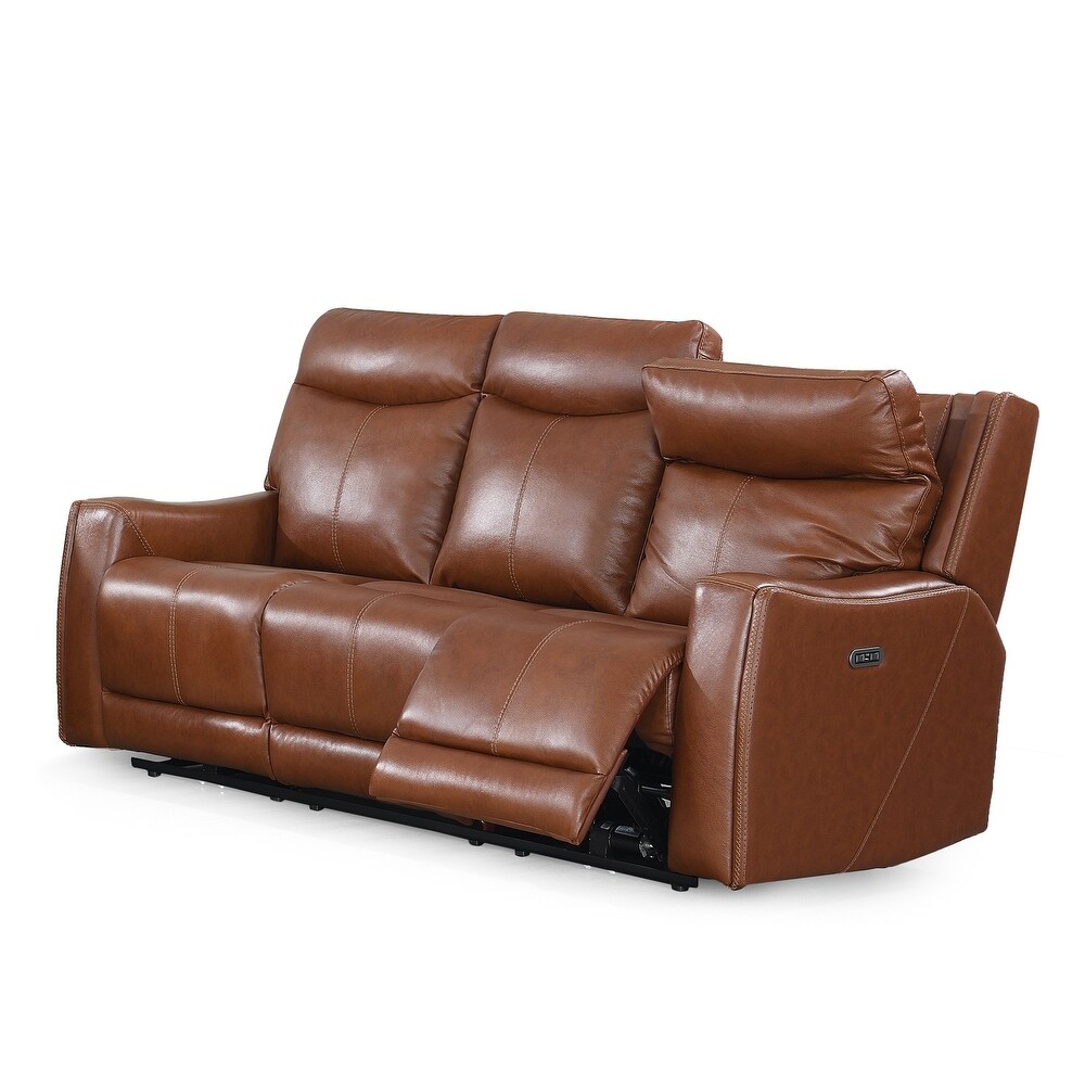 Newport Power Top Grain Leather Reclining Sofa by Greyson Living