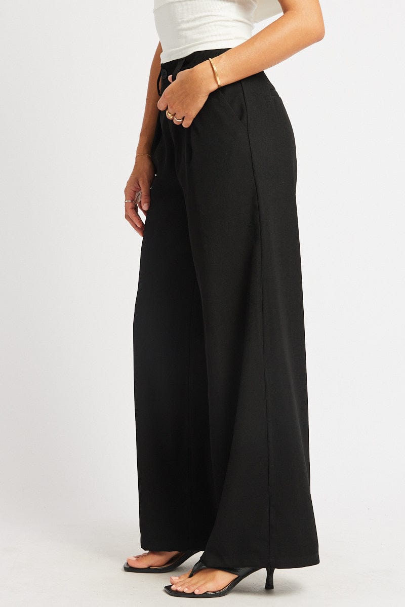 Black Wide Leg Pants High Rise