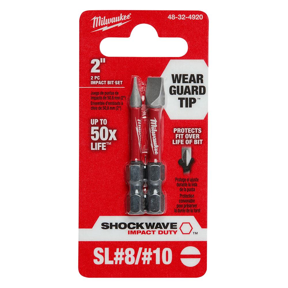 MW SHOCKWAVE Impact Duty 2 in. Slotted #8/#10 Power Bit (2 Pack) 48-32-4920 from MW