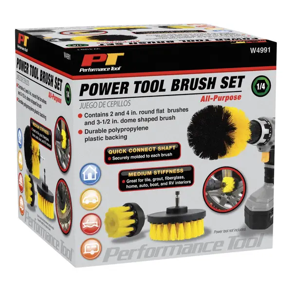 Performance Tool 3-Piece Power Tool Brush Set