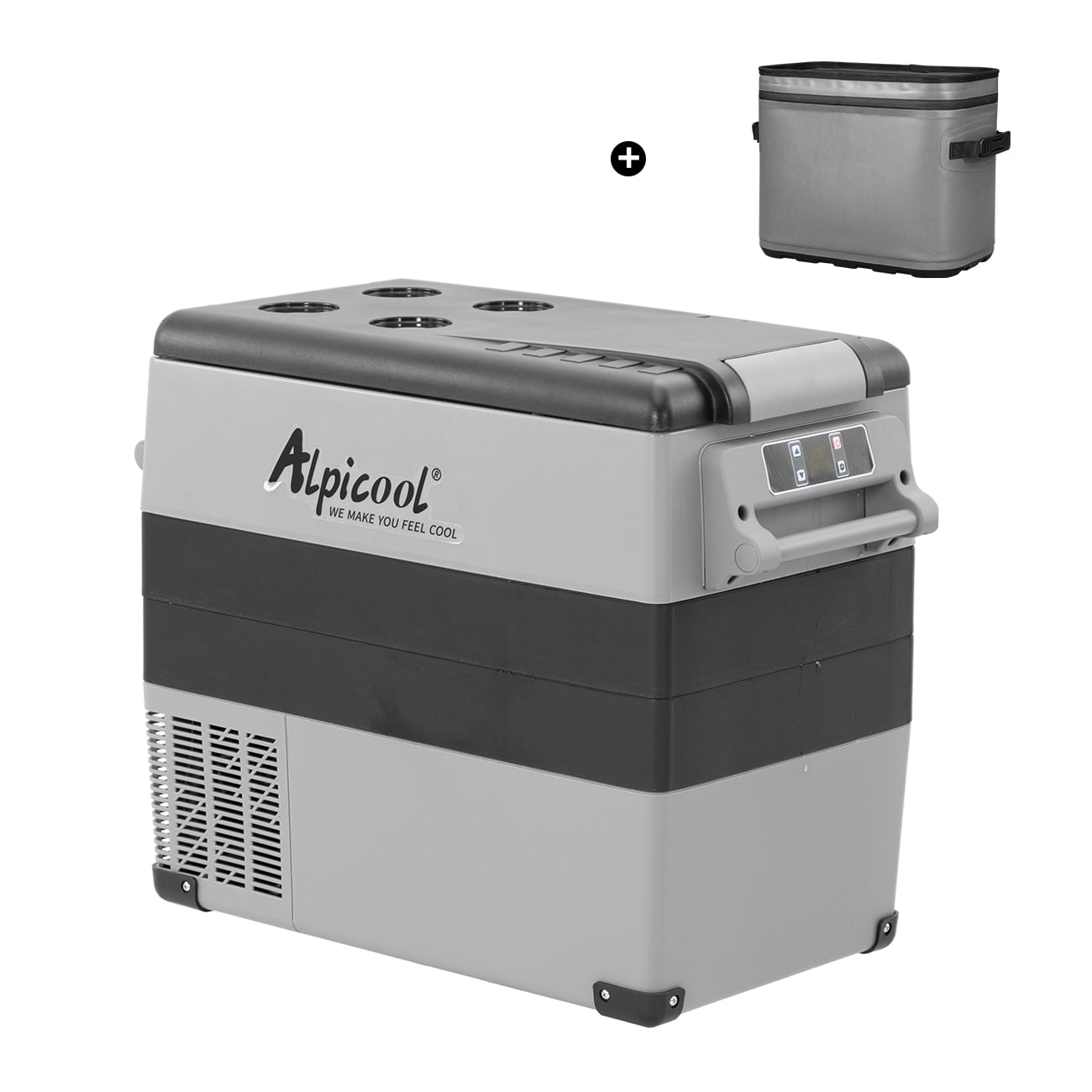 Alpicool CF55 Portable Refrigerator with SC12 Soft Cooler, 12 Volt Car Freezer 58 Quart(55 Liter) Vehicle, Car, Truck, RV, Boat, Mini fridge freezer for Driving, Travel, Fishing, Outdoor -4°F to 68°F