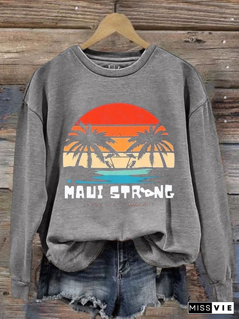 Women'S Maui Strong Print Long Sleeve Sweatshirt