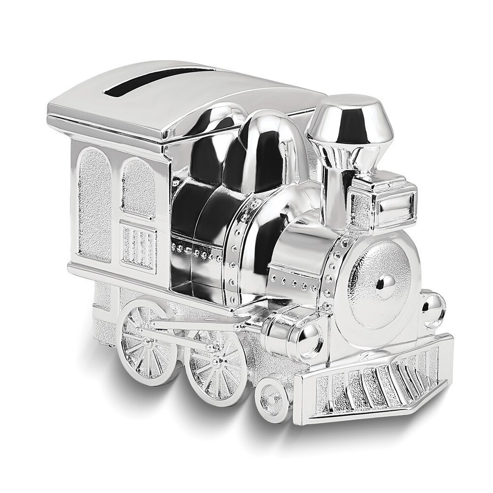 Curata Silver Tone Finish Metal Small Train Bank