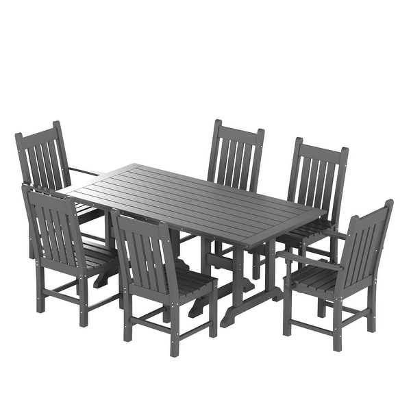 Polytrends Laguna Hdpe All Weather Outdoor Patio Dining Set with Rectangle Table，Side Chairs (7Piece Set)