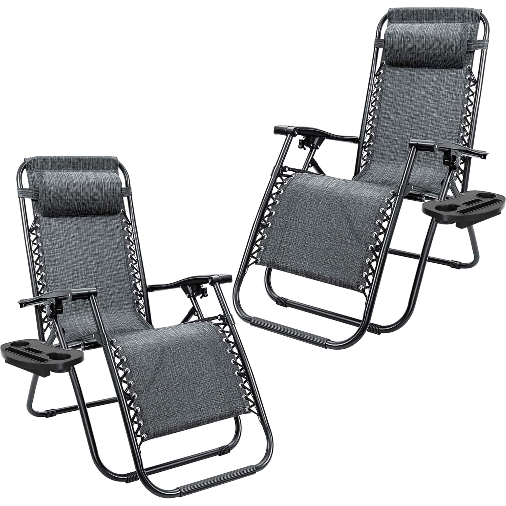 Devoko 2 PCS Zero Gravity Chair Outdoor Lounge Patio Chair Camp Reclining Lounge Chairs, Double Gray