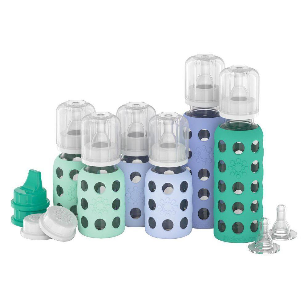 Lifefactory 9 oz. Assorted Color Glass Baby Bottle Starter Set (Set of 6) LF120408C4