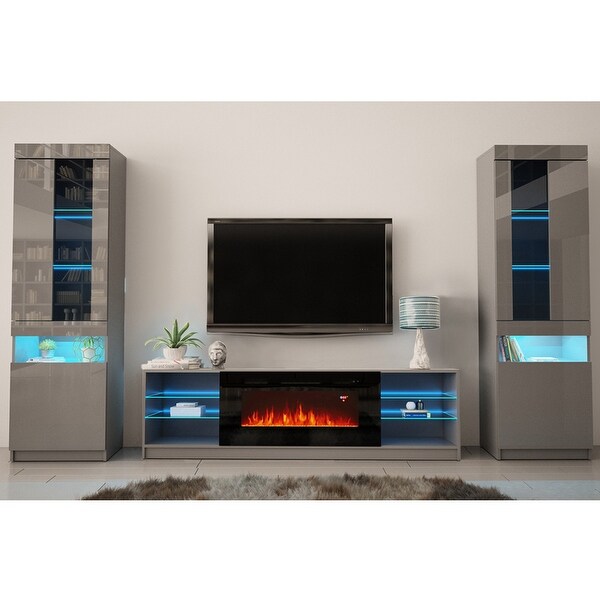 Boston 01 Electric Fireplace Modern Wall Unit Entertainment Center