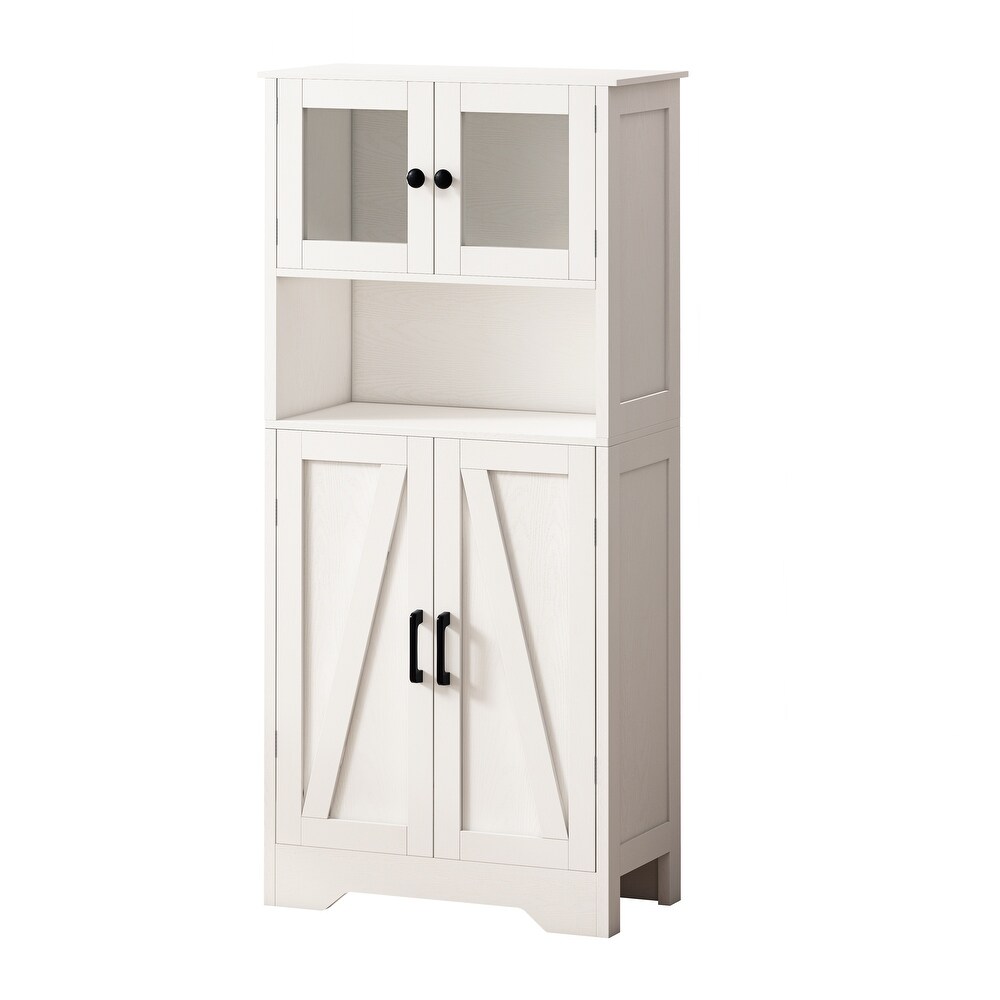 Particleboard Four Door Storage Cabinet with LED Light