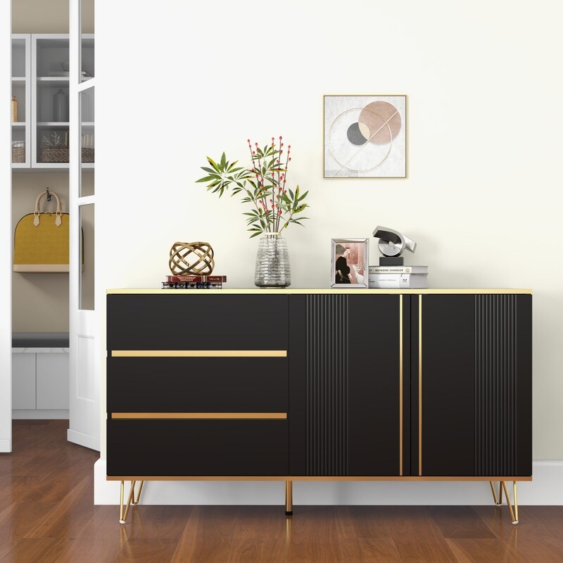 Black Side Cabinet  Sideboard for Bedroom or Hallway