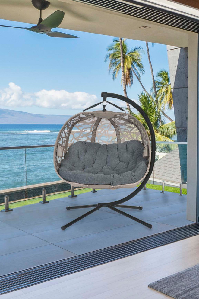 66H x 50W x 43D Beige Hanging Loveseat With Branch Design   Transitional   Hammocks And Swing Chairs   by IDEAZ International  LLC  Houzz