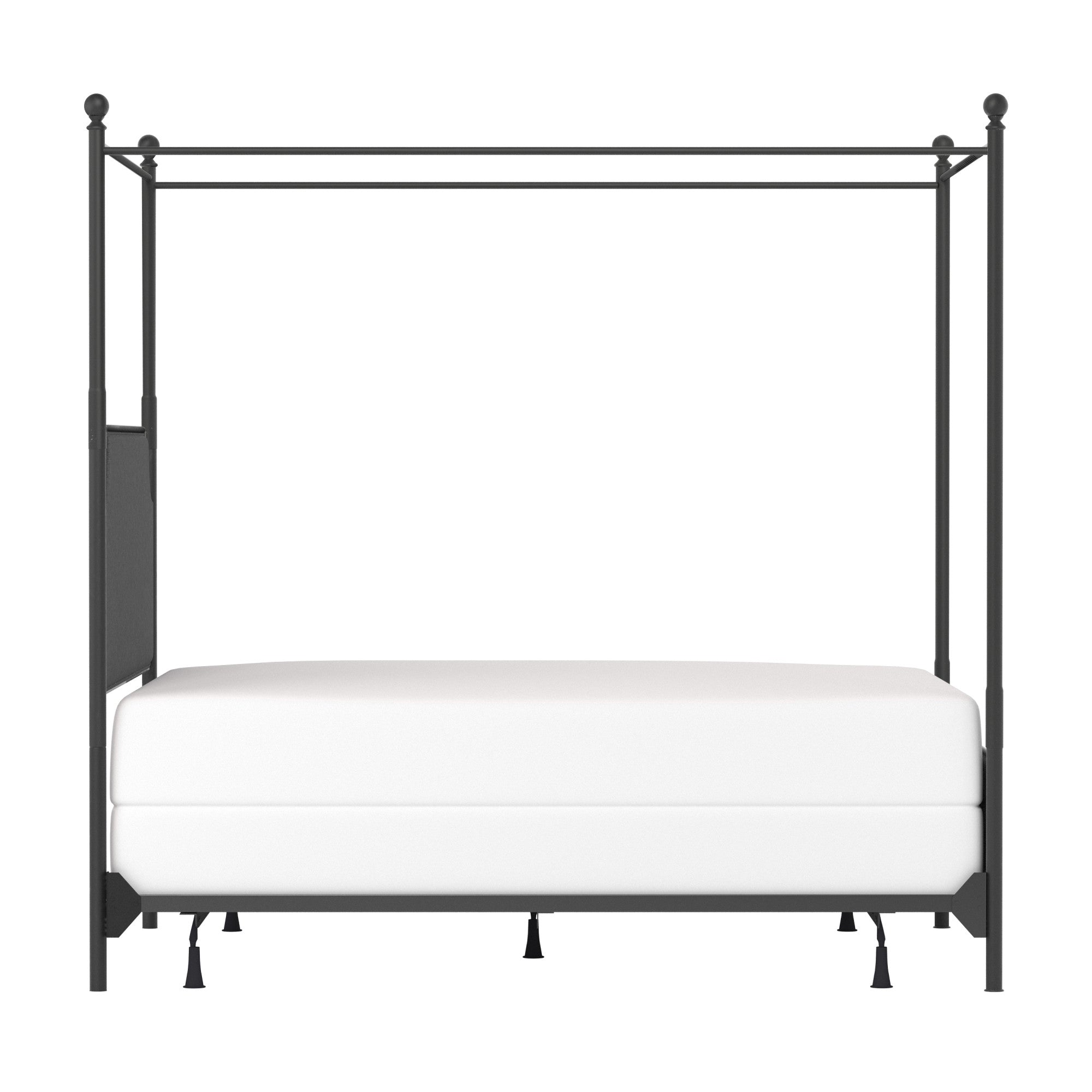 Hillsdale Furniture McArthur Metal Upholstered Canopy Queen Bed, Black Matte with Gray