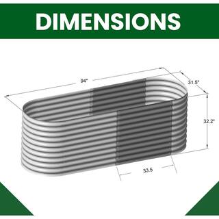 Hanover 94 in. Galvanized Steel Open-Base Raised Garden Bed for Flowers Herbs and Vegetables HANOVGB-2SLV