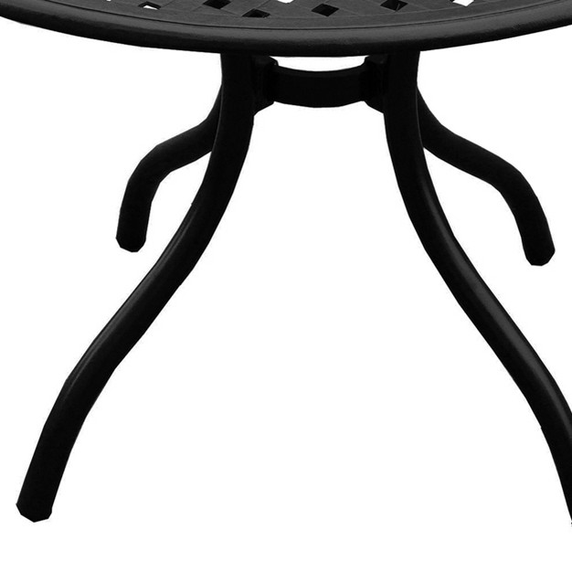 Modern Mesh Aluminum Round Patio Dining Table Black Oakland Living