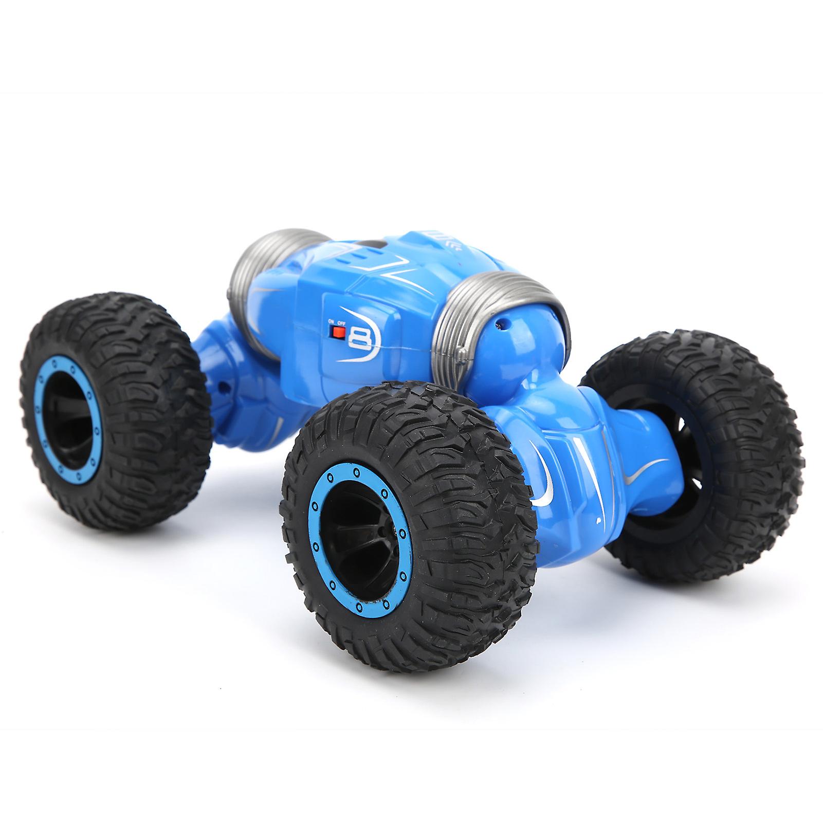 High Speed Remote Control Stunt Car Twisting Offroad Car 4wd Transform Double Sided Rotating Crawler(blue )