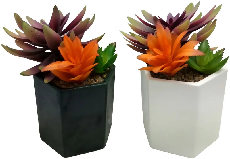 Assorted Faux Orange Succulent Arrangement in Pot