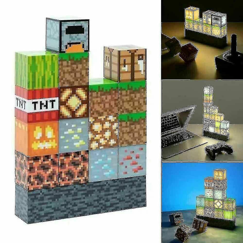 16pcs Animation Building Block Light， Desk Lamp Splicing Light Stitching Lamp Diy