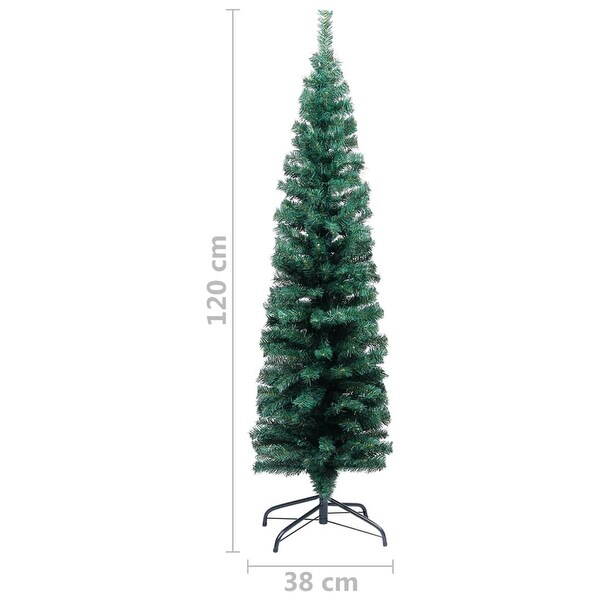 vidaXL Slim Artificial Christmas Tree with LEDsandBall Set Green 47.2