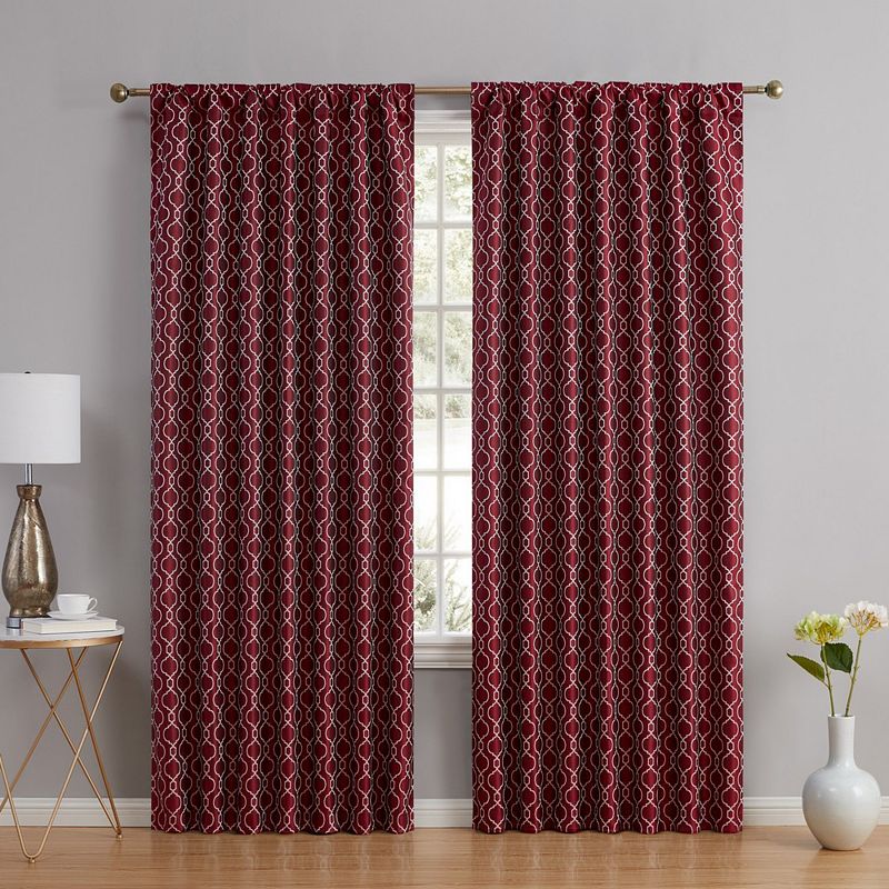 THD Riley Moroccan 100% Complete Blackout Thermal Insulated Energy Savings Heat/Cold Blocking Back Tab Rod Pocket Curtain Drapery Bedroom and Living Room， 2 Panels