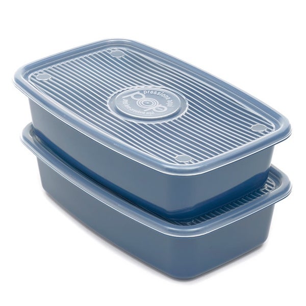 4 Piece Rectangular Plastic Meal Prep Set， (91.3 oz)， Blue