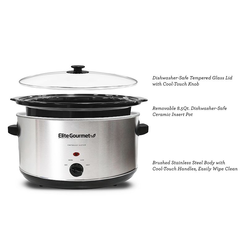 Elite Gourmet 8.5-qt. Stainless Steel Slow Cooker