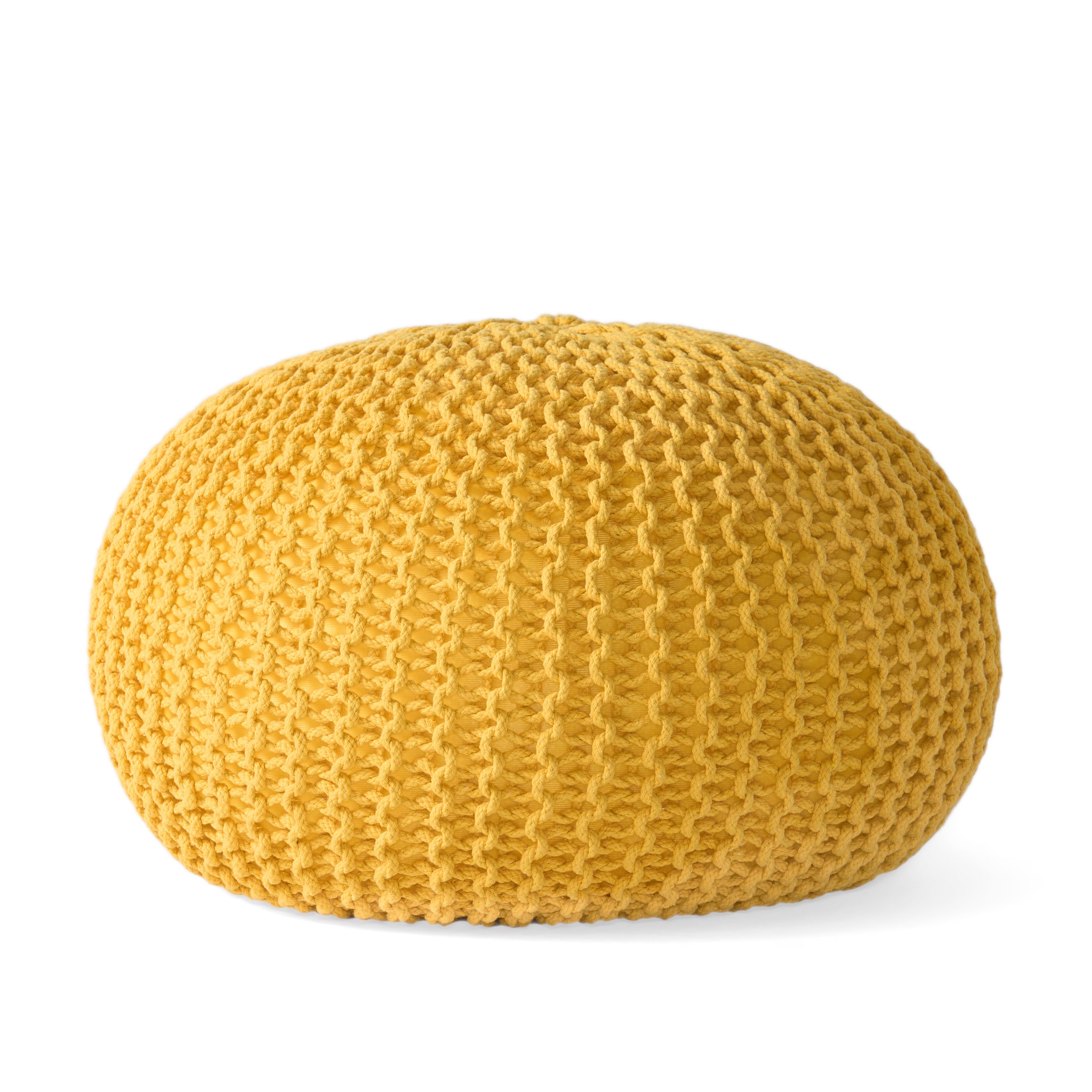 Barwick Modern Knitted Cotton Round Pouf