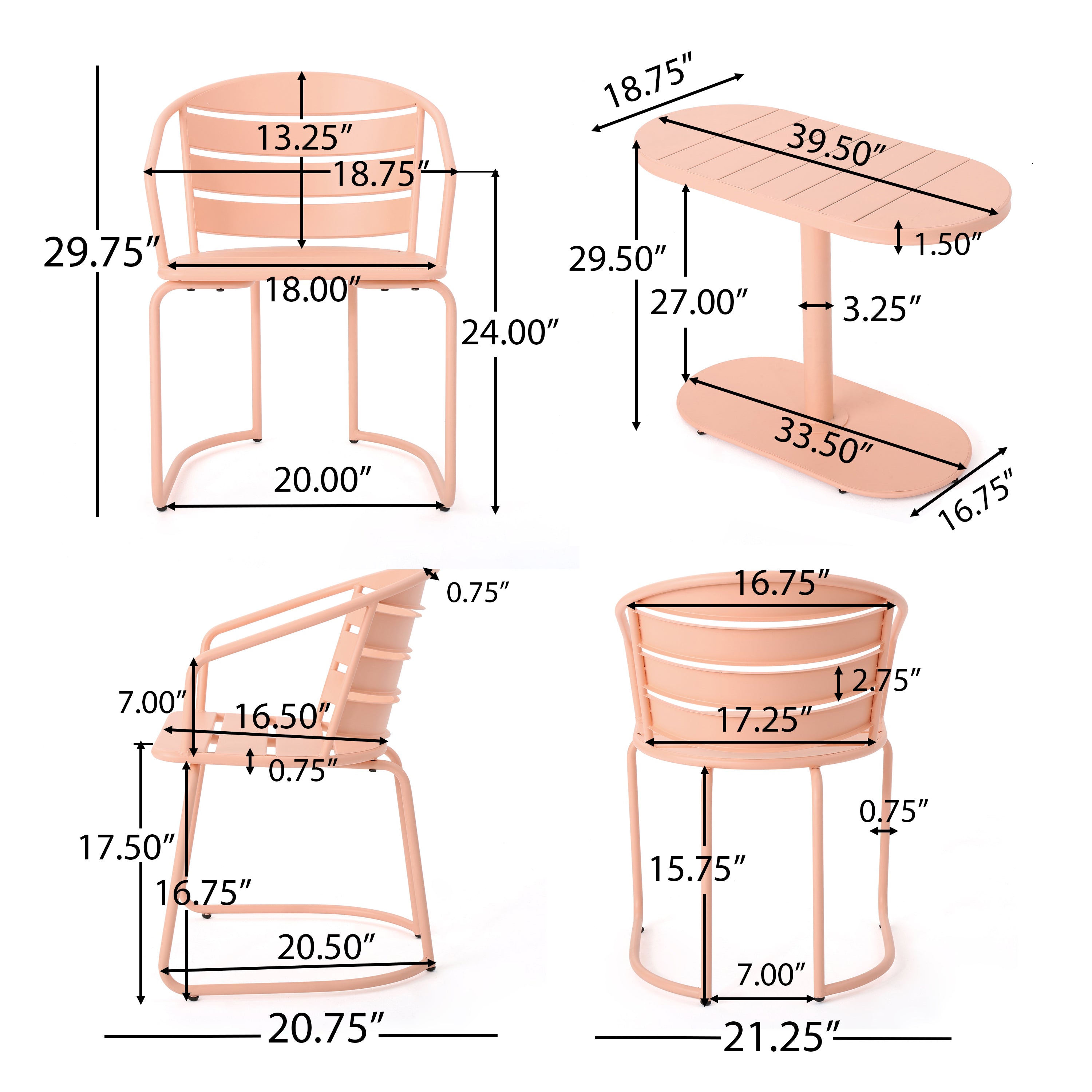 Santa Monica Outdoor Finished Iron Bistro Set