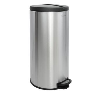 happimess Oscar Round 8 Gal. Stainless Steel Black Step-Open Trash Can with Free Mini Trash Can HPM1003B