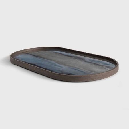 GRAPHITE ORGANIC GLASS TRAY OBLONG M