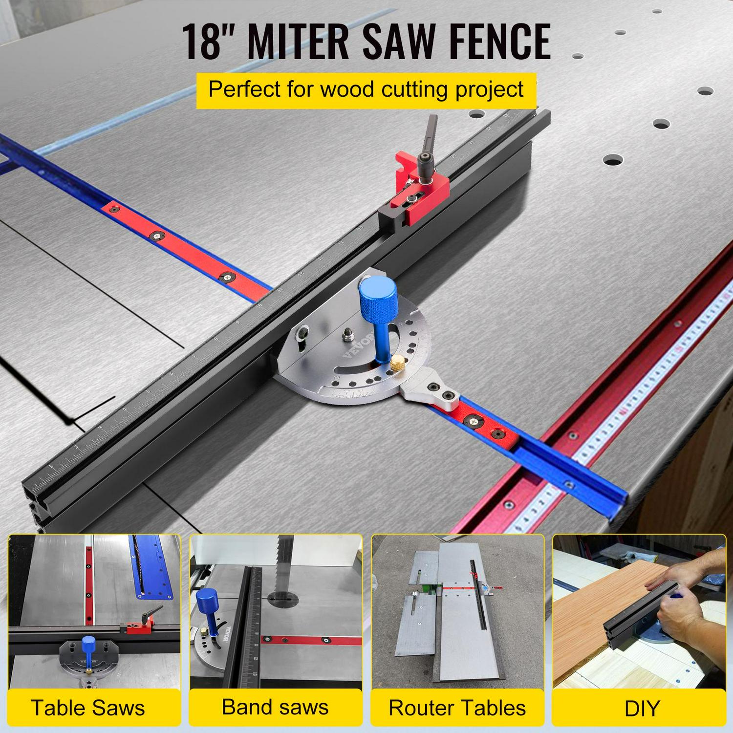 VEVOR Precision Miter Gauge Fence System Woodworking Tools DIY Accessiories for Table Saw，Band Saw，Router Table