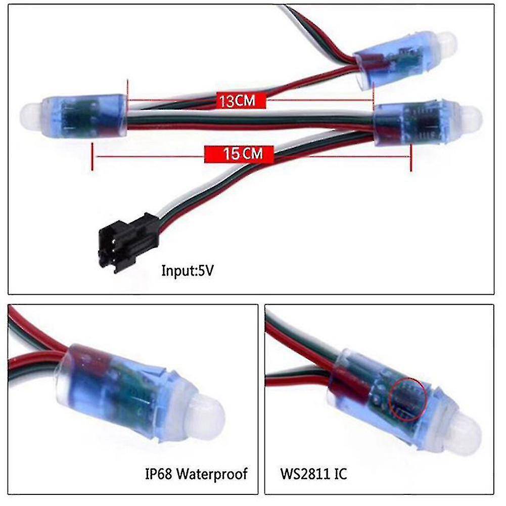 100pcs/lot 12mm Ws2811 2811 Ic Rgb Led Pixels Module String Light Ip68 5v Holidays/christmas/