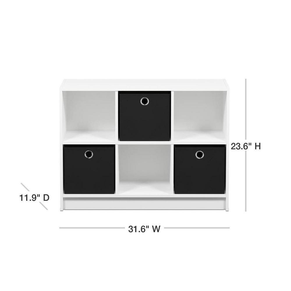 Furinno 23.6 in. WhiteBlack Wood 3-shelf Cube Bookcase with Closed Storage 99940WHBK