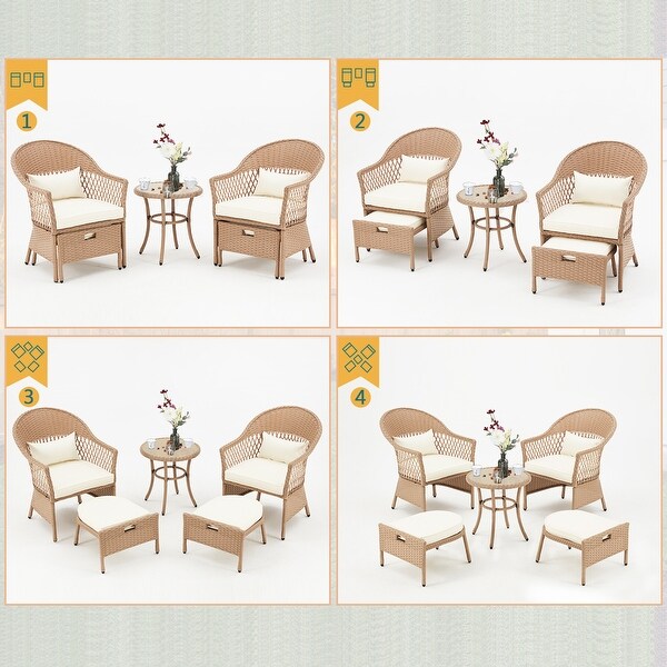 AVAWING 5 Pieces Patio Furniture Set Outdoor Rattan Chairs Wicker Conversation Bistro Set