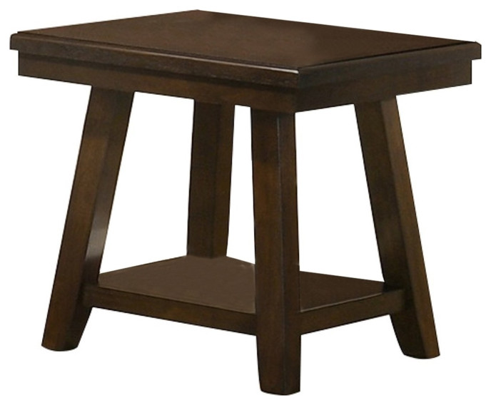 24 Inch Classic Square End Table Flared Legs Single Shelf Brown Wood   Transitional   Side Tables And End Tables   by Dot  ampBo  Houzz