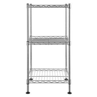 Karl home Silver 3-Tier Heavy Duty Steel Freestanding Garage Storage Shelving Unit (11.81 in. W x 24 in. H x 11.81 in. D) 302992573396