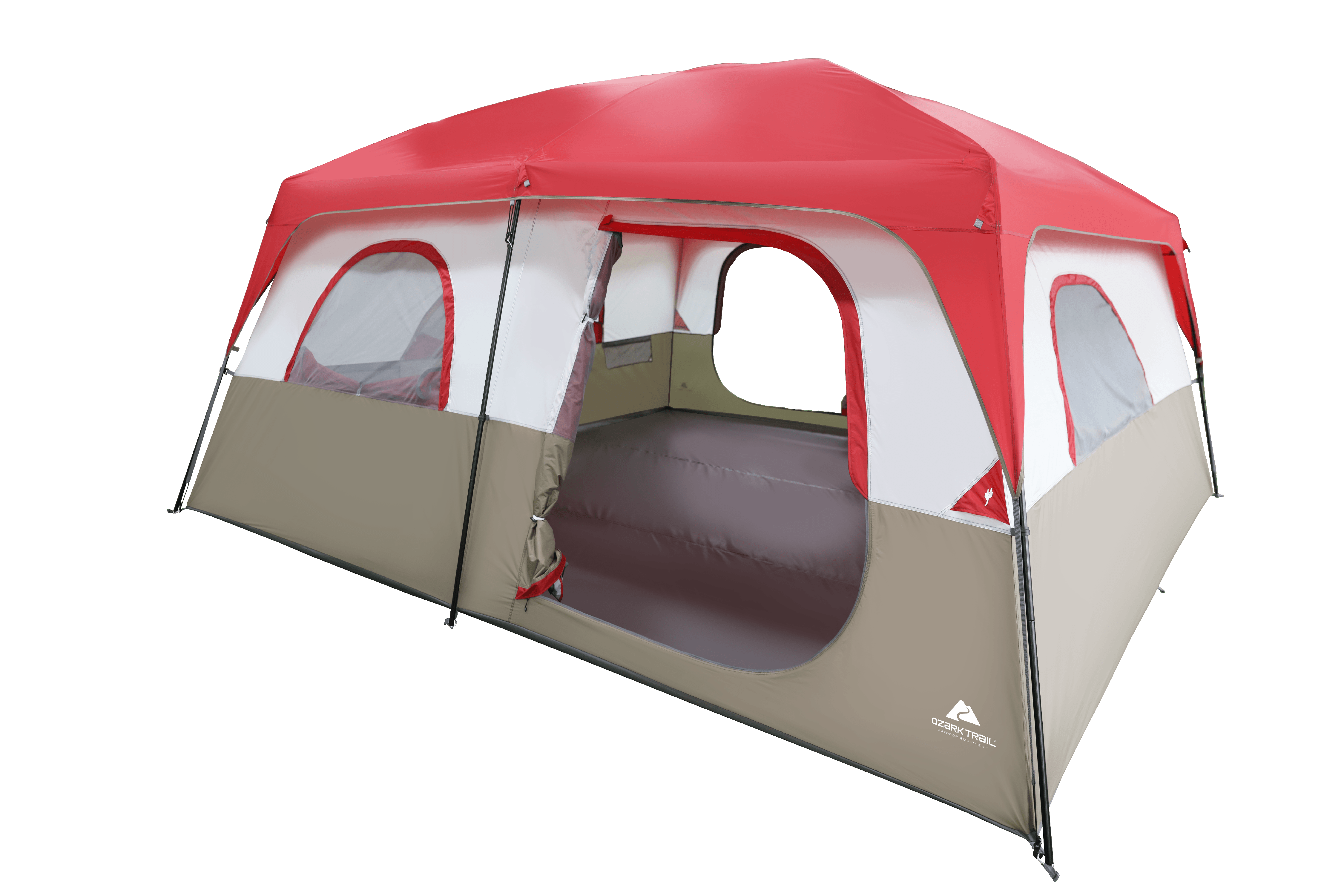 Ozark Trail Hazel Creek 14-Person Family Cabin Tent， with 2 Rooms， Red