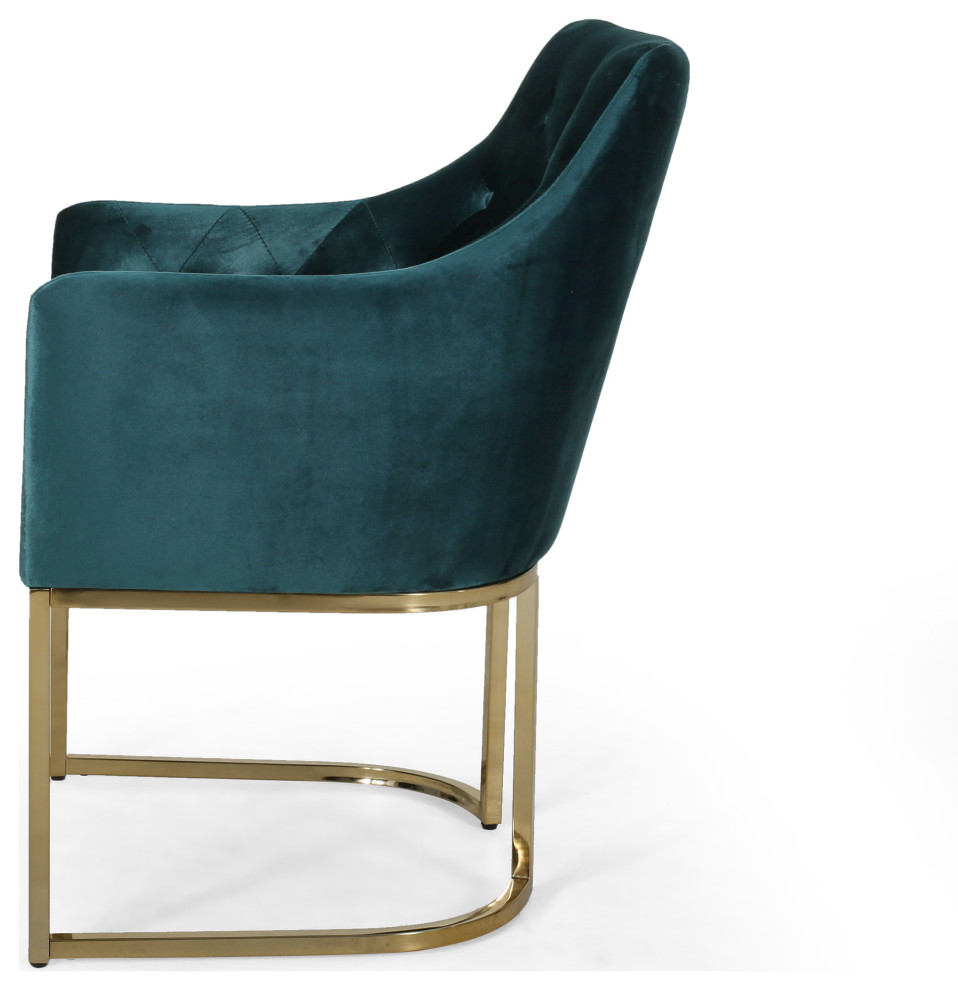 Fern Modern Tufted Glam Accent Chair With Velvet Cushions and U Shaped Base   Contemporary   Armchairs And Accent Chairs   by GDFStudio  Houzz