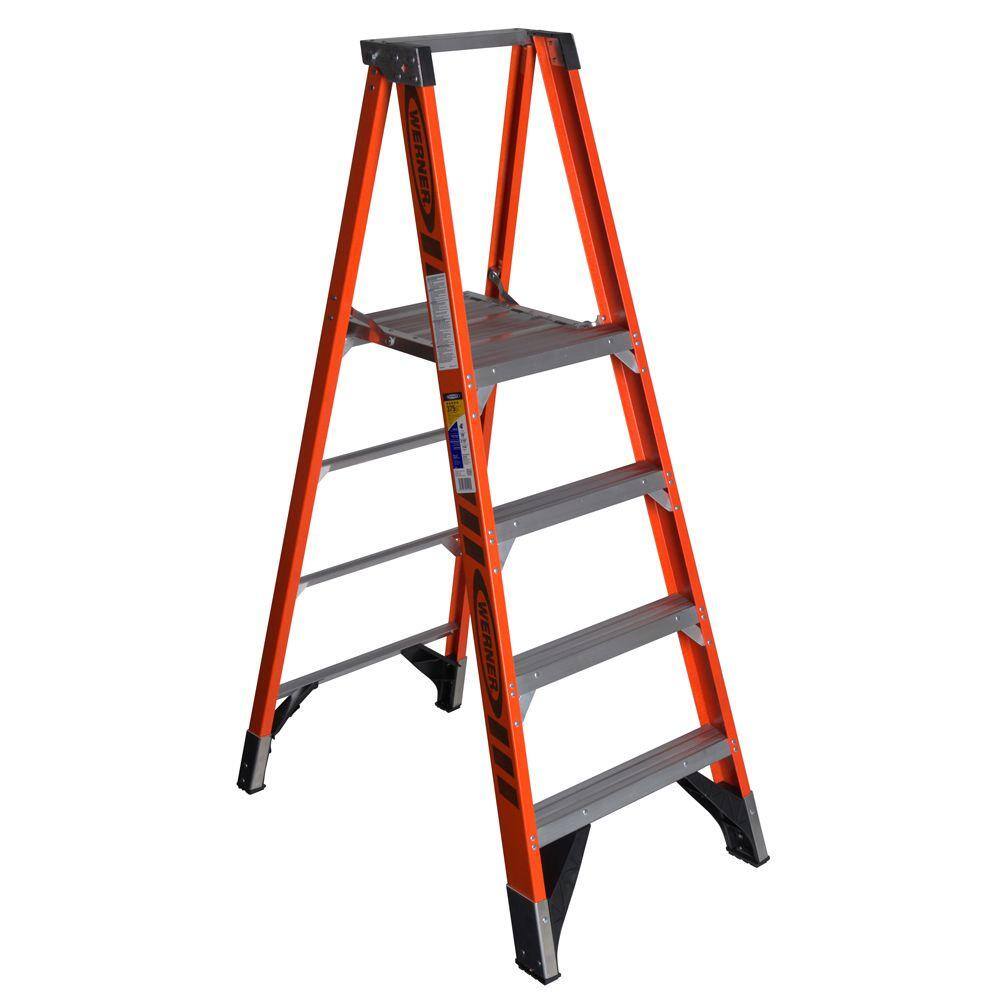 Werner 4 ft. Fiberglass Platform Step Ladder with 375 lb. Load Capacity Type IAA Duty Rating P7404