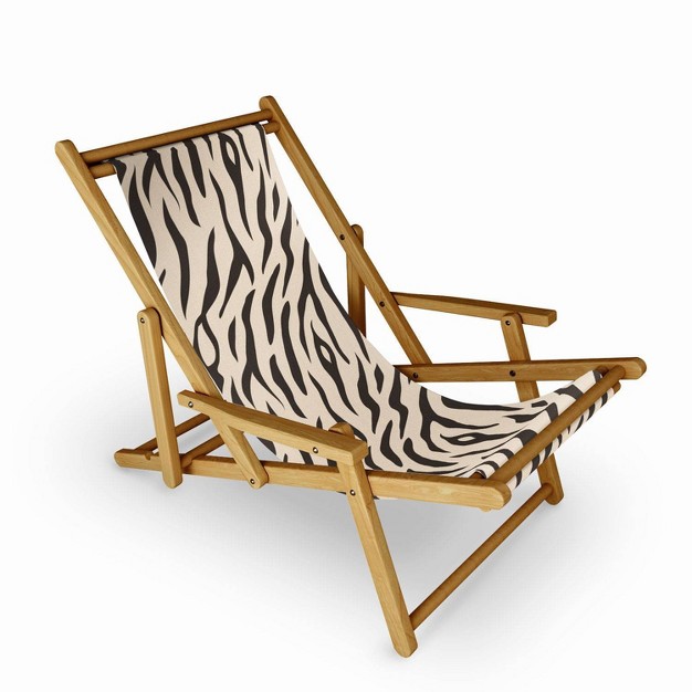 Avenie Tiger Stripes Sling Chair Cream Deny Designs