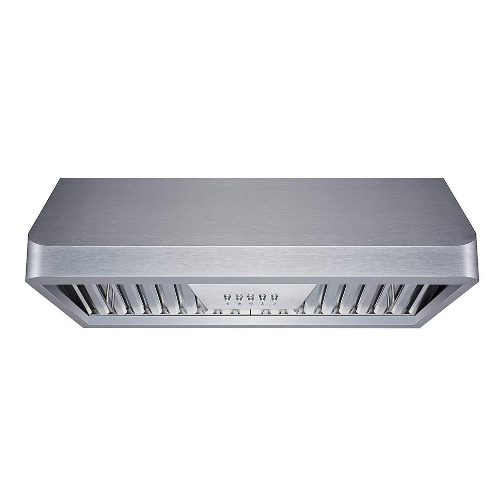 Winflo 30 in. Ductecd Stainless Steel Under Cabinet Range Hood with Baffle Filters， LED lights and 3 Speed Push Buttons