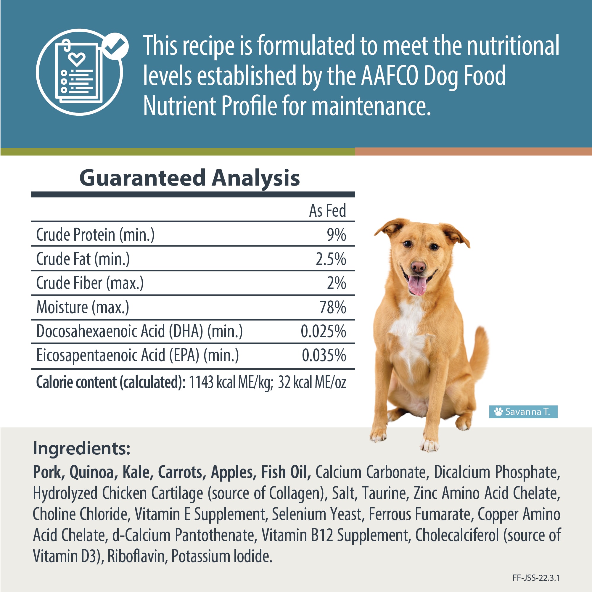 JustFoodForDogs Diets Joint  Skin Frozen Dog Food， 18 oz.， Case of 7