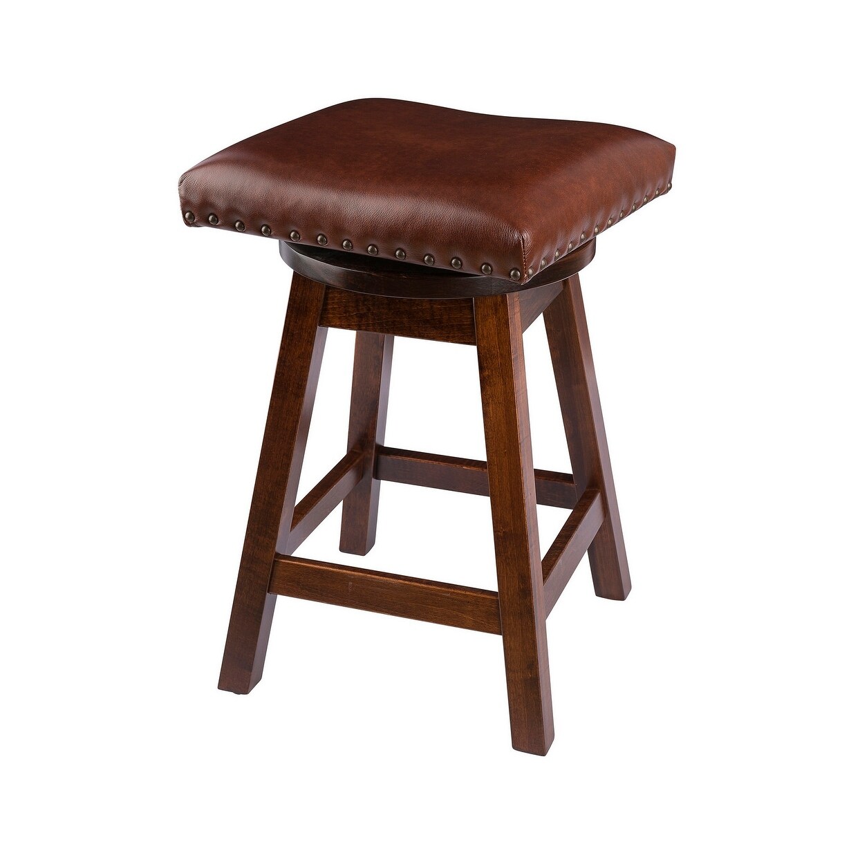 Swivel Urban Bar Stool in Maple Wood with Leather Seat