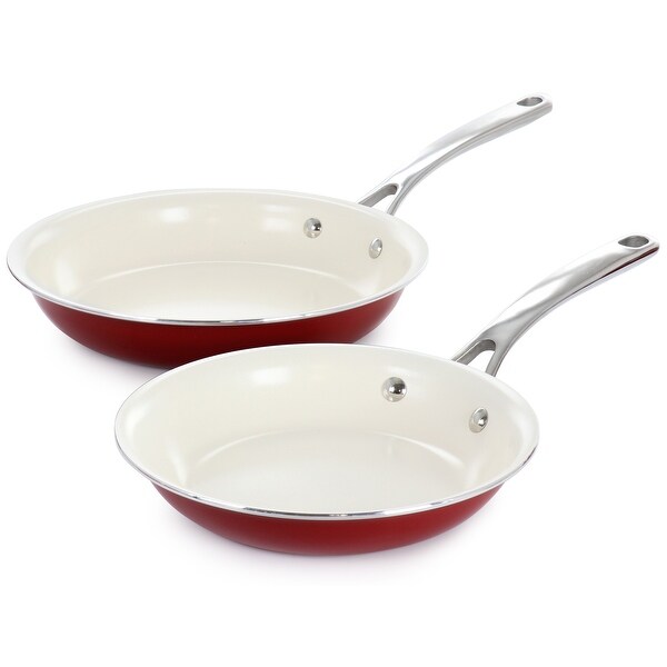 10 Piece Enameled Heavy Gauge Aluminum Ceramic Nonstick Cookware Set in Red