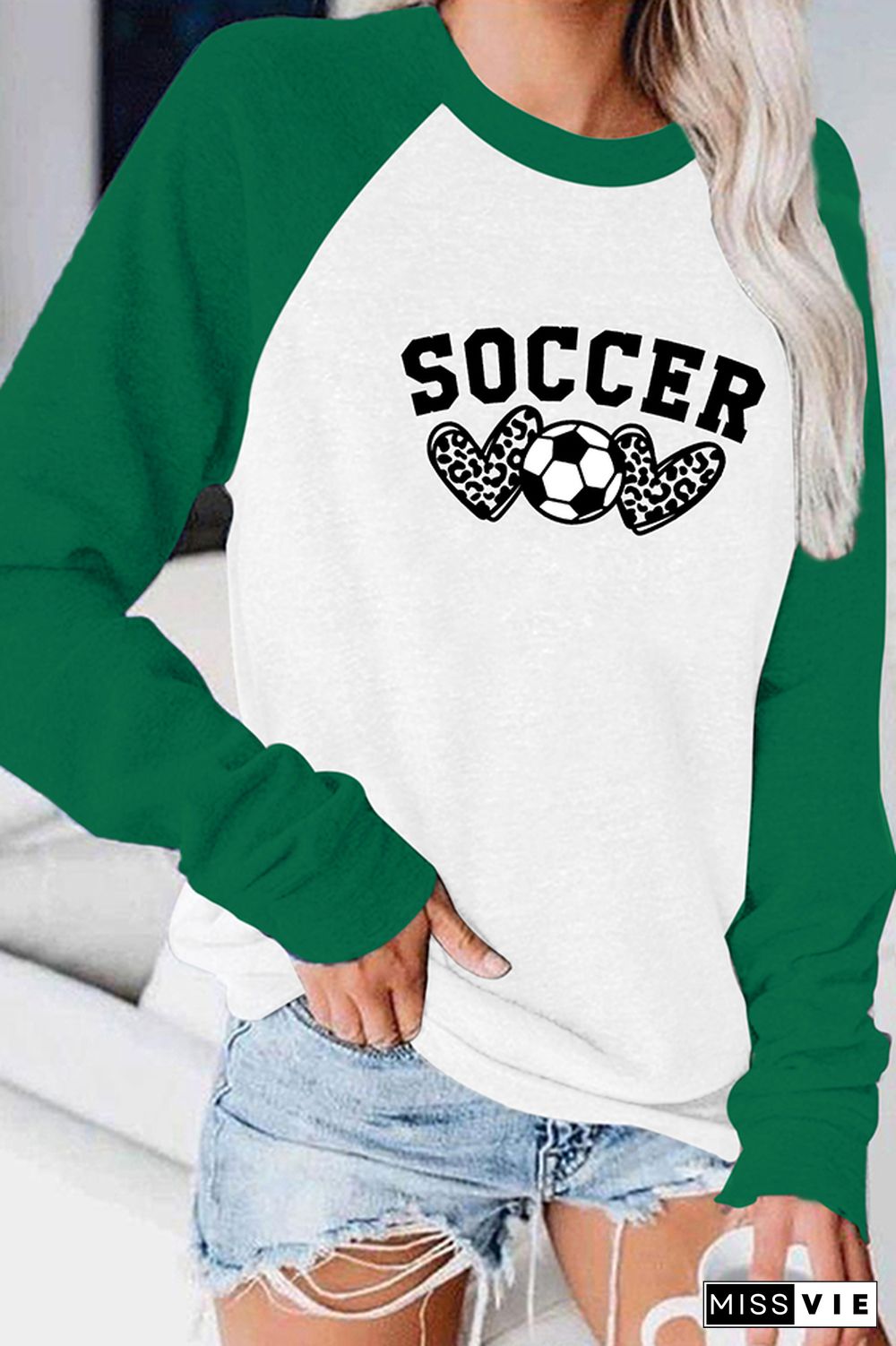 Soccer, Leopard Heart Graphic Tee Wholesale